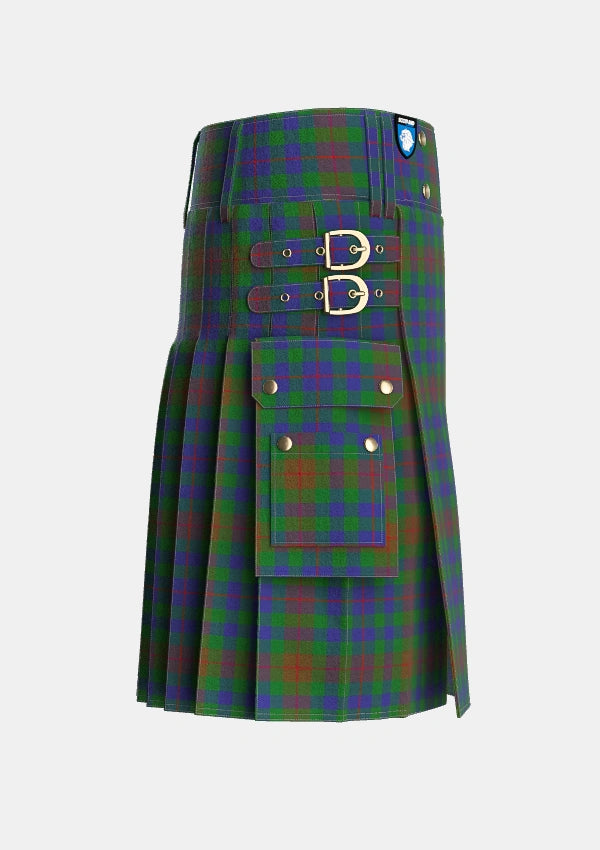 Utility_Tennant_Yules_Tartan_1656_kilt_right_image_with_pleated_design_and_adjustable_buckles_for_men