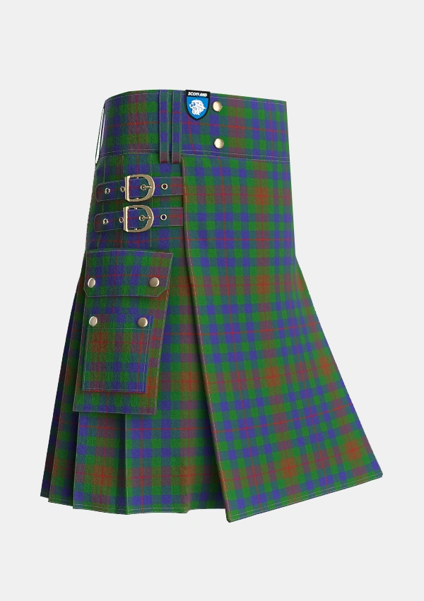Utility_Tennant_Yules_Tartan_1656_kilt_side_image_with_pleated_design_and_adjustable_buckles_for_men