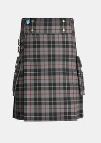 Utility_Thompson_Grey_Tartan_3597_kilt_front_image_with_pleated_design_and_adjustable_buckles_for_men