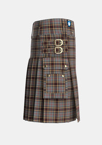 Utility_Thompson_Thomson_MacTavish_special_grey_Tartan_325_kilt_right_image_with_pleated_design_and_adjustable_buckles_for_men