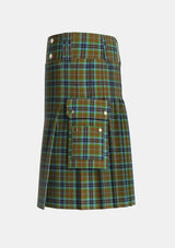 Utility_Thomson_Personal_Tartan_231_kilt_left_image_with_pleated_design_and_adjustable_buckles_for_men