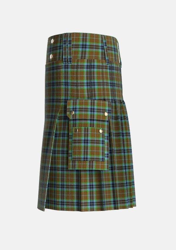 Utility_Thomson_Personal_Tartan_231_kilt_left_image_with_pleated_design_and_adjustable_buckles_for_men