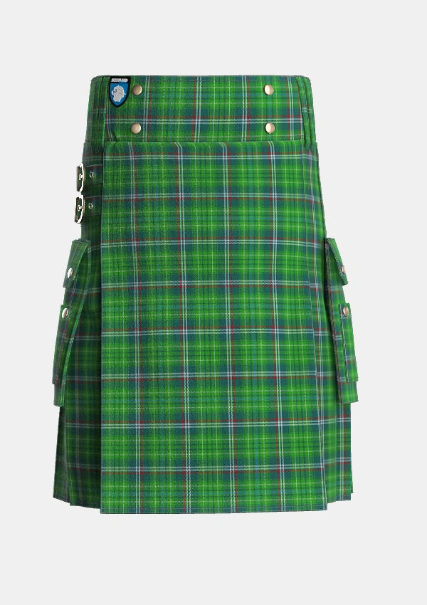 Utility_Toshach_Tartan_2344_kilt_front_image_with_pleated_design_and_adjustable_buckles_for_men