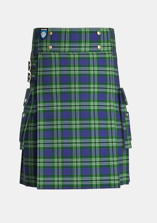 Utility_Tweedside_Hunting_Tartan_163_kilt_front_image_with_pleated_design_and_adjustable_buckles_for_men
