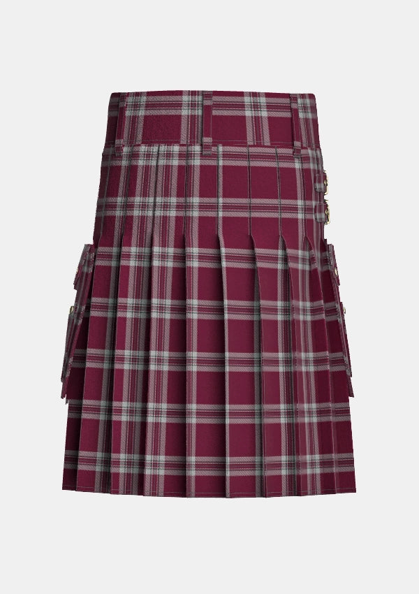 Utility_Tynecastle_Park_tartan_11960_kilt_back_image_with_pleated_design_and_adjustable_buckles_for_men