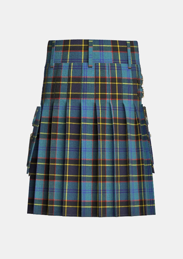 Utility_US_Air_Force_Tartan_kilt_back_image_with_pleated_design_and_adjustable_buckles_for_men