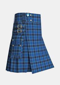 Utility_US_Navy_Tartan_kilt_side_image_with_pleated_design_and_adjustable_buckles_for_men