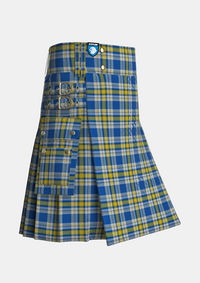 Utility_Ukraine_Forever_Tartan_13468_kilt_side_image_with_pleated_design_and_adjustable_buckles_for_men