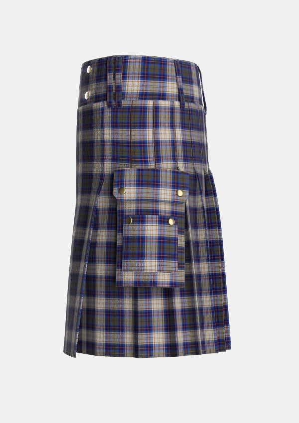 Utility_Unidentified_Gordon_variant_Tartan_1730_kilt_left_image_with_pleated_design_and_adjustable_buckles_for_men