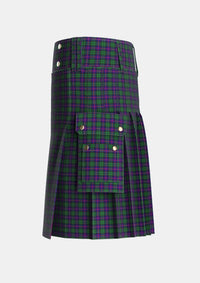 Utility_Urquhart_2_Tartan_1086_kilt_left_image_with_pleated_design_and_adjustable_buckles_for_men