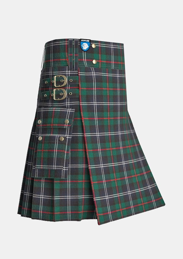 Utility_Urquhart_Modern_Tartan_kilt_side_image_with_pleated_design_and_adjustable_buckles_for_men