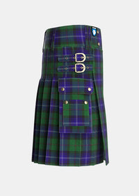 Utility_Urquhart_White_Line_Tartan_623_kilt_right_image_with_pleated_design_and_adjustable_buckles_for_men