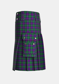 Utility_Urquhart_tartan_1086_kilt_left_image_with_pleated_design_and_adjustable_buckles_for_men