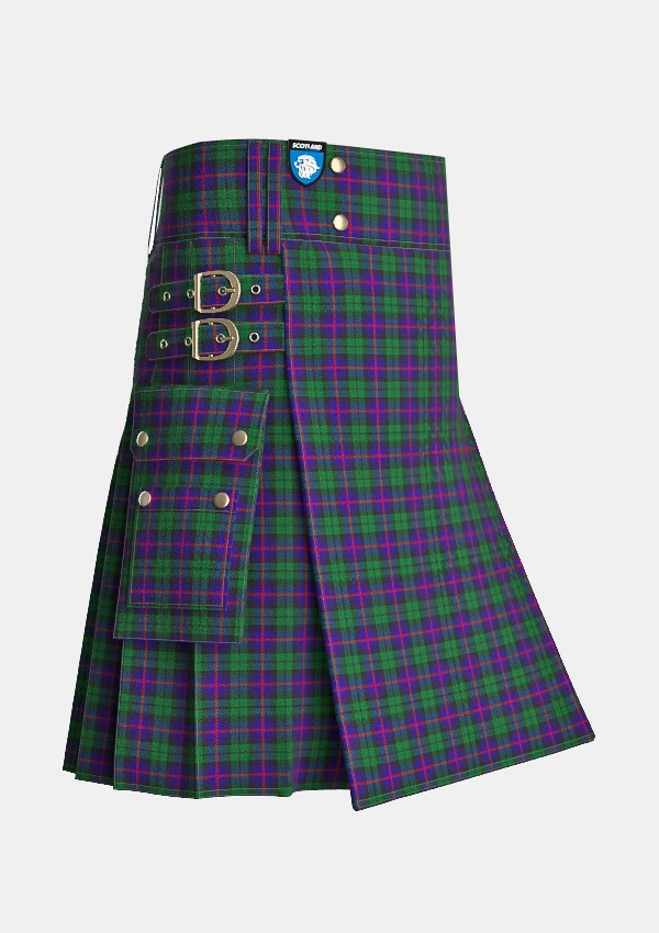 Utility_Urquhart_tartan_1086_kilt_side_image_with_pleated_design_and_adjustable_buckles_for_men