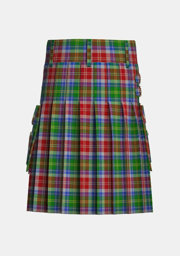 Utility_Veitch_Tartan_13071_kilt_back_image_with_pleated_design_and_adjustable_buckles_for_men