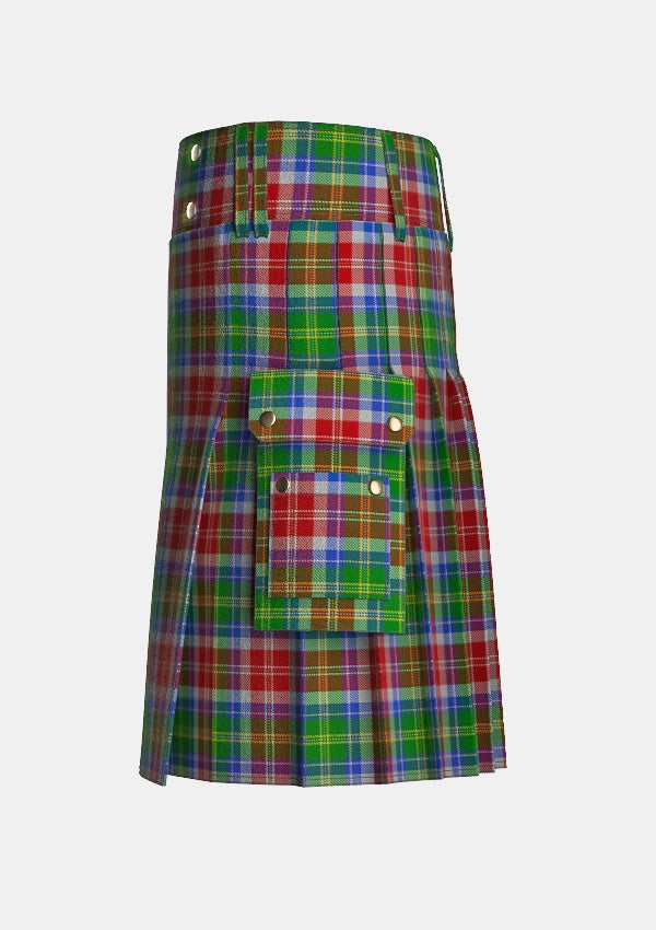 Utility_Veitch_Tartan_13071_kilt_left_image_with_pleated_design_and_adjustable_buckles_for_men