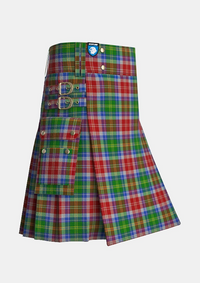 Utility_Veitch_Tartan_13071_kilt_side_image_with_pleated_design_and_adjustable_buckles_for_men