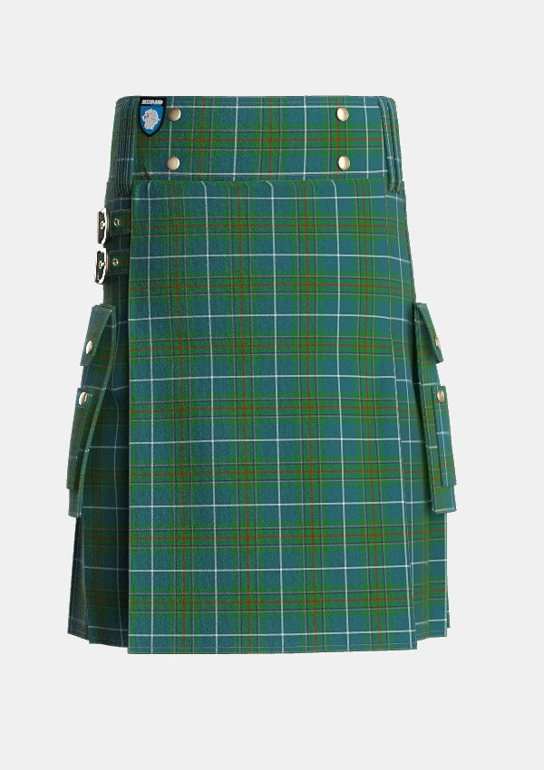 Utility_Vipont_White_line_Tartan_1479_kilt_front_image_with_pleated_design_and_adjustable_buckles_for_men