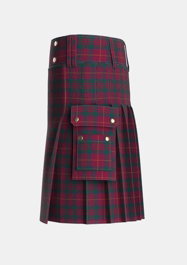 Utility_Wanstall_Tartan_6099_kilt_left_image_with_pleated_design_and_adjustable_buckles_for_men