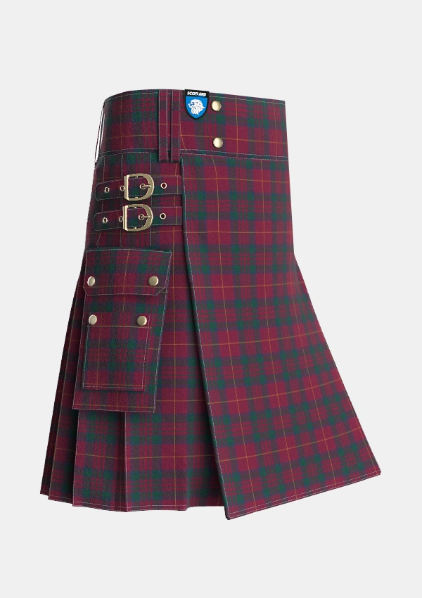 Utility_Wanstall_Tartan_6099_kilt_side_image_with_pleated_design_and_adjustable_buckles_for_men