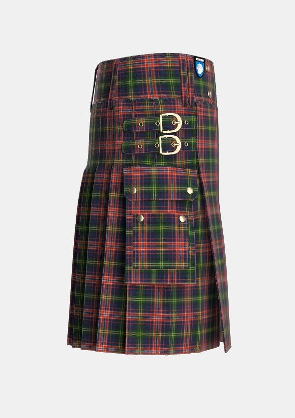 Utility_Watson_Kirby_Personal_Tartan_2808_kilt_right_image_with_pleated_design_and_adjustable_buckles_for_men