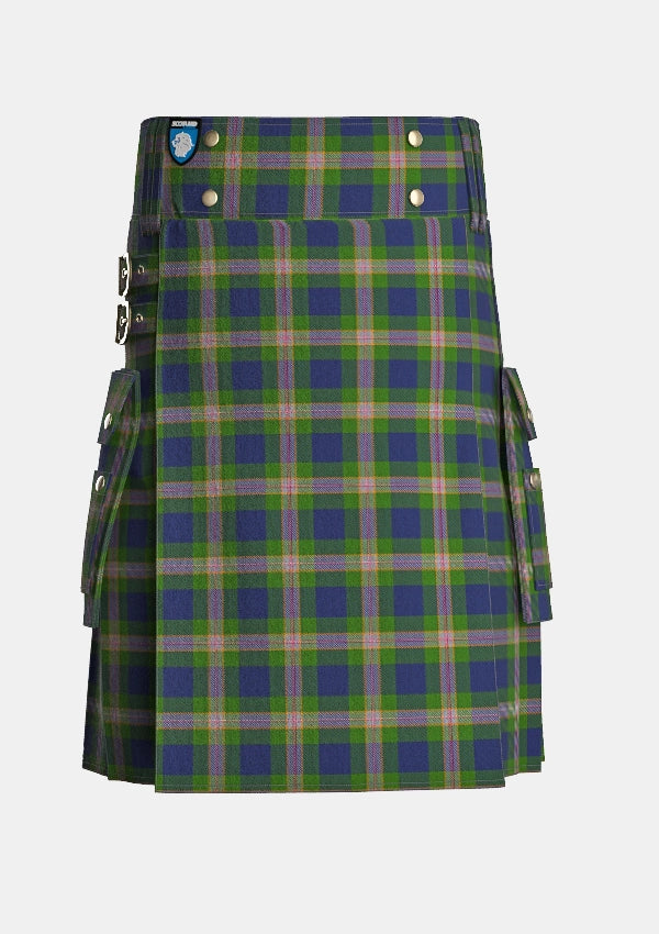 Utility_Wells_Tartan_11106_kilt_front_image_with_pleated_design_and_adjustable_buckles_for_men