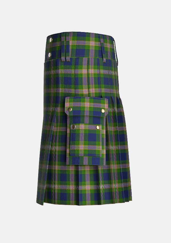 Utility_Wells_Tartan_11106_kilt_left_image_with_pleated_design_and_adjustable_buckles_for_men