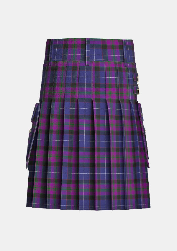 Utility_Western_Isles_tartan_7463_kilt_back_image_with_pleated_design_and_adjustable_buckles_for_men