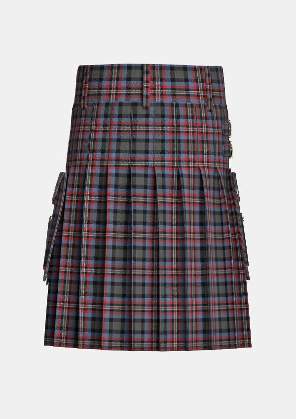 Utility_Wilkinson_Neil_Family_Tartan_12600_kilt_back_image_with_pleated_design_and_adjustable_buckles_for_men