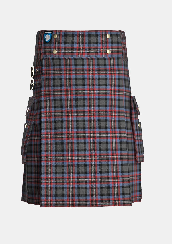 Utility_Wilkinson_Neil_Family_Tartan_12600_kilt_front_image_with_pleated_design_and_adjustable_buckles_for_men