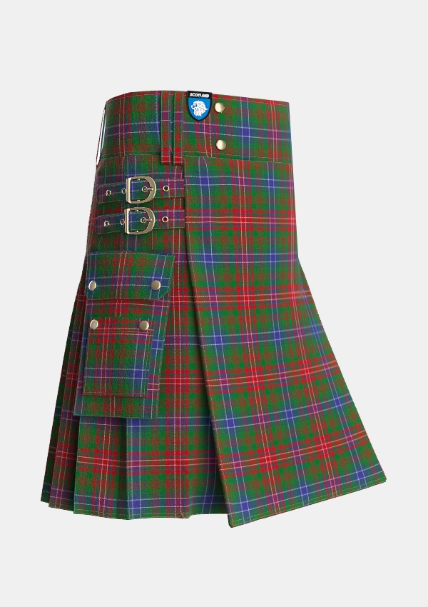 Utility_Wilson_Janet_Tartan_626_kilt_side_image_with_pleated_design_and_adjustable_buckles_for_men