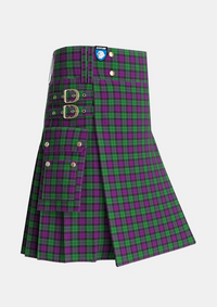 Utility_Wilsons_No150_Tartan_697_kilt_side_image_with_pleated_design_and_adjustable_buckles_for_men