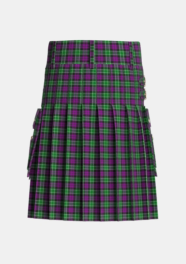 Utility_Wilsons_No158_Tartan_928_kilt_back_image_with_pleated_design_and_adjustable_buckles_for_men