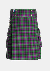 Utility_Wilsons_No158_Tartan_928_kilt_front_image_with_pleated_design_and_adjustable_buckles_for_men