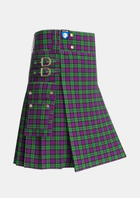 Utility_Wilsons_No158_Tartan_928_kilt_side_image_with_pleated_design_and_adjustable_buckles_for_men