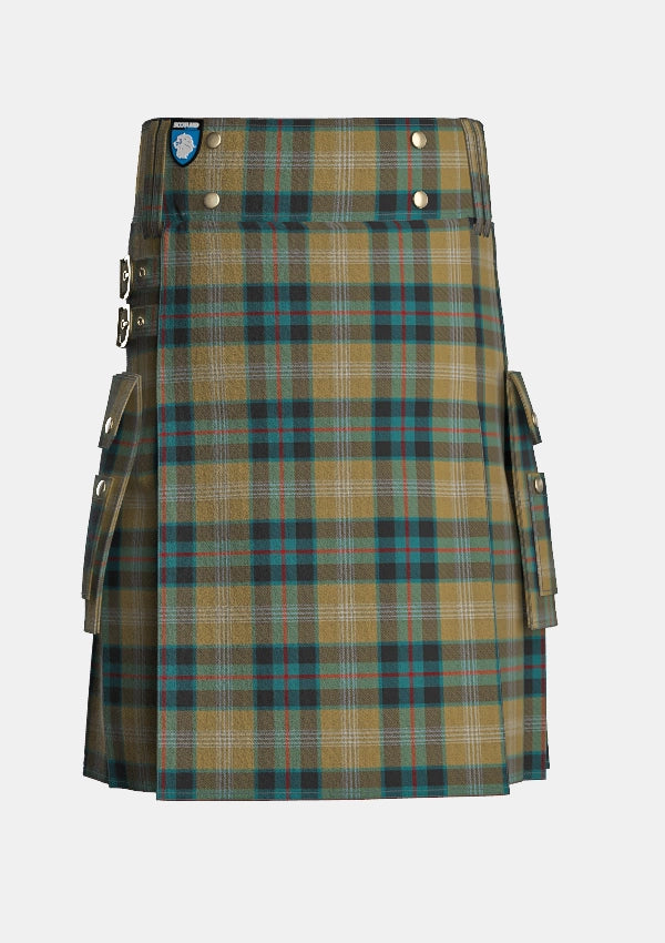 Utility_Windsor_Tartan_4243_kilt_front_image_with_pleated_design_and_adjustable_buckles_for_men