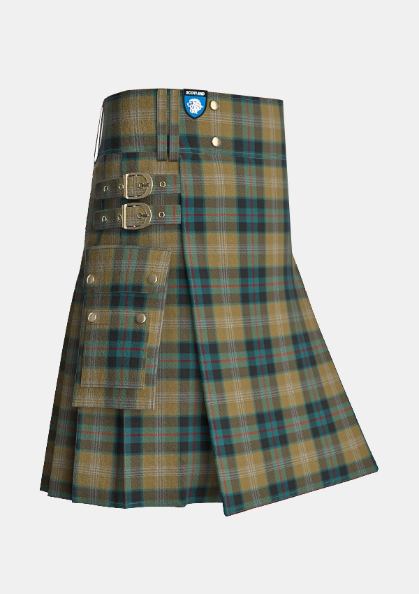 Utility_Windsor_Tartan_4243_kilt_side_image_with_pleated_design_and_adjustable_buckles_for_men