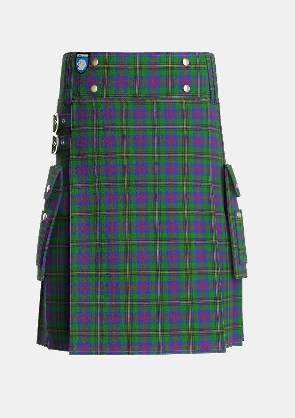 Utility_Wood_Clan_Family_Tartan_6630_kilt_front_image_with_pleated_design_and_adjustable_buckles_for_men