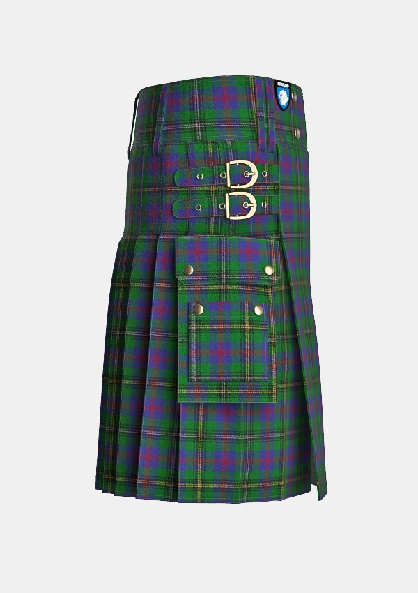 Utility_Wood_Tartan_6630_kilt_right_image_with_pleated_design_and_adjustable_buckles_for_men