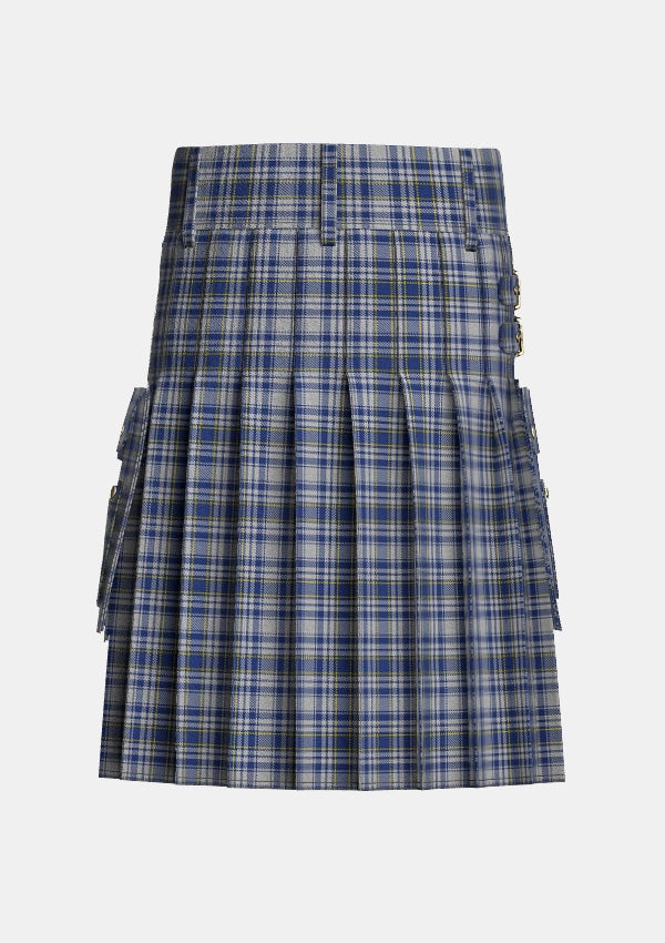 Utility_Yorkshire_Tartan_3151_kilt_back_image_with_pleated_design_and_adjustable_buckles_for_men