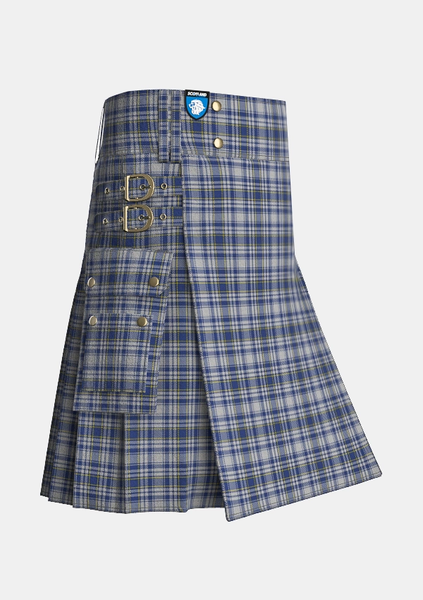 Utility_Yorkshire_Tartan_3151_kilt_side_image_with_pleated_design_and_adjustable_buckles_for_men