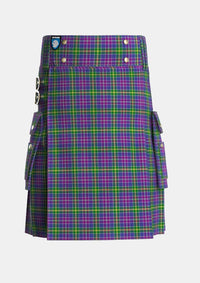 Utility_Yule_Tartan_3896_kilt_front_image_with_pleated_design_and_adjustable_buckles_for_men