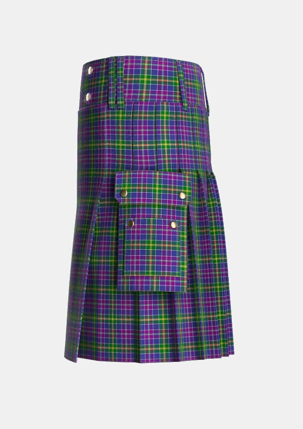 Utility_Yule_Tartan_3896_kilt_left_image_with_pleated_design_and_adjustable_buckles_for_men