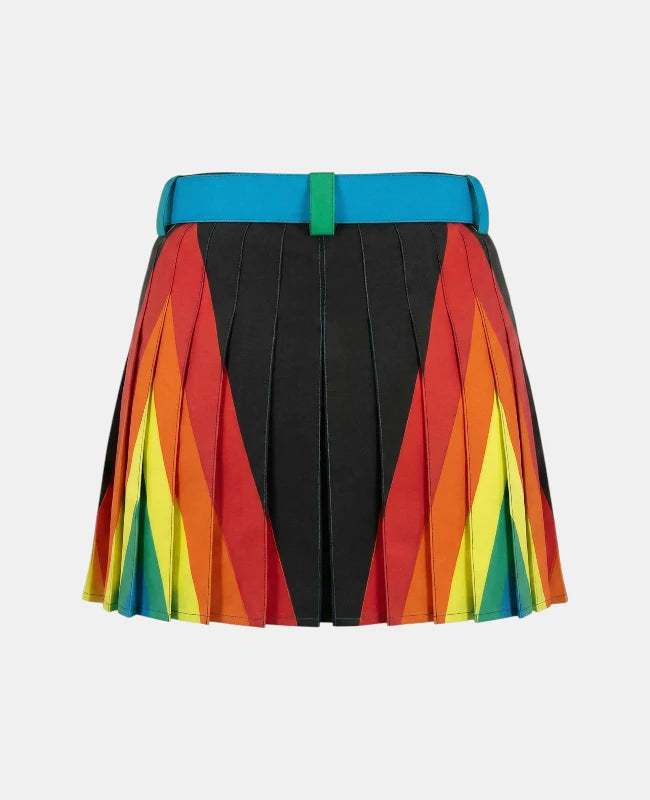 Women Black Modern Rainbow Kilt Back