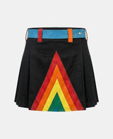 Women Black Modern Rainbow Kilt Front