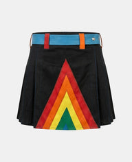 Women Black Modern Rainbow Kilt Front