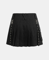 Women Black Utility Gothic Kilt Back