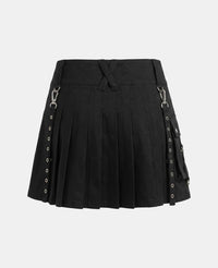 Women Black Utility Gothic Kilt Back