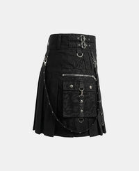 Women Black Utility Gothic Kilt Right Side