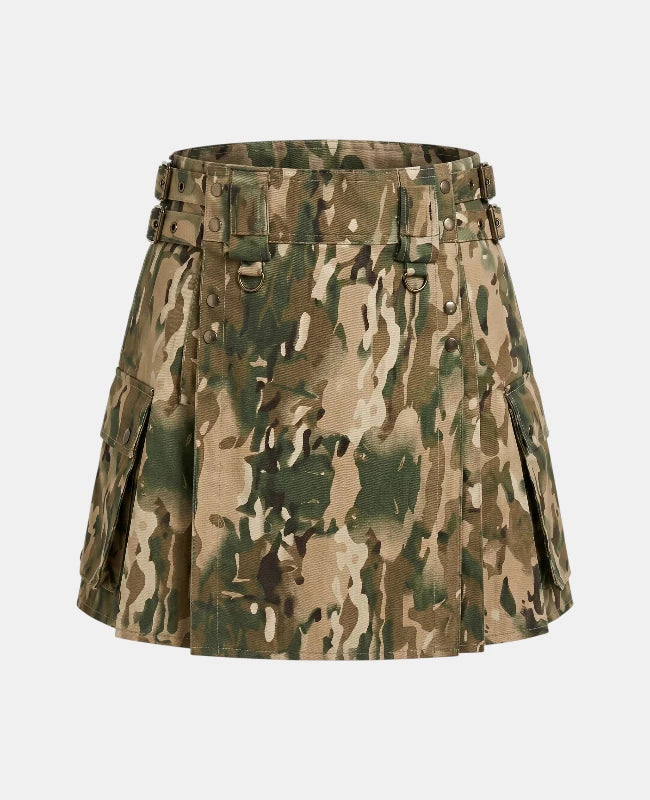 Women Camo Tactical Duty Multicam Army Utility Kilt Front